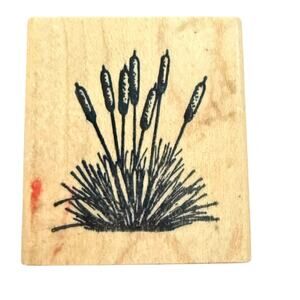 All Creatures Vintage 1994 Marsh Cattails Plant Rubber Stamp